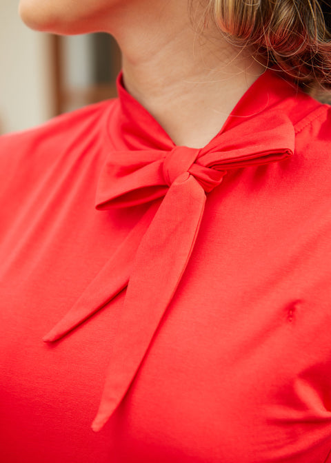 Retro Rendezvous Tie-Neck Top