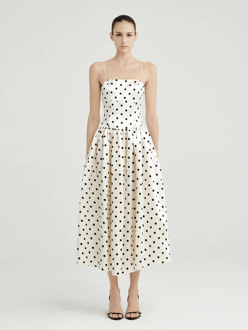 Amélie Polka Dot Satin Dress