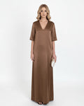Deep V-Neck Satin Maxi Dress