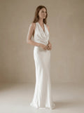 Halter Cowl-Neck Satin Gown