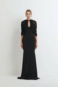 Nocturne Draped Mesh Gown