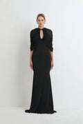 Nocturne Draped Mesh Gown
