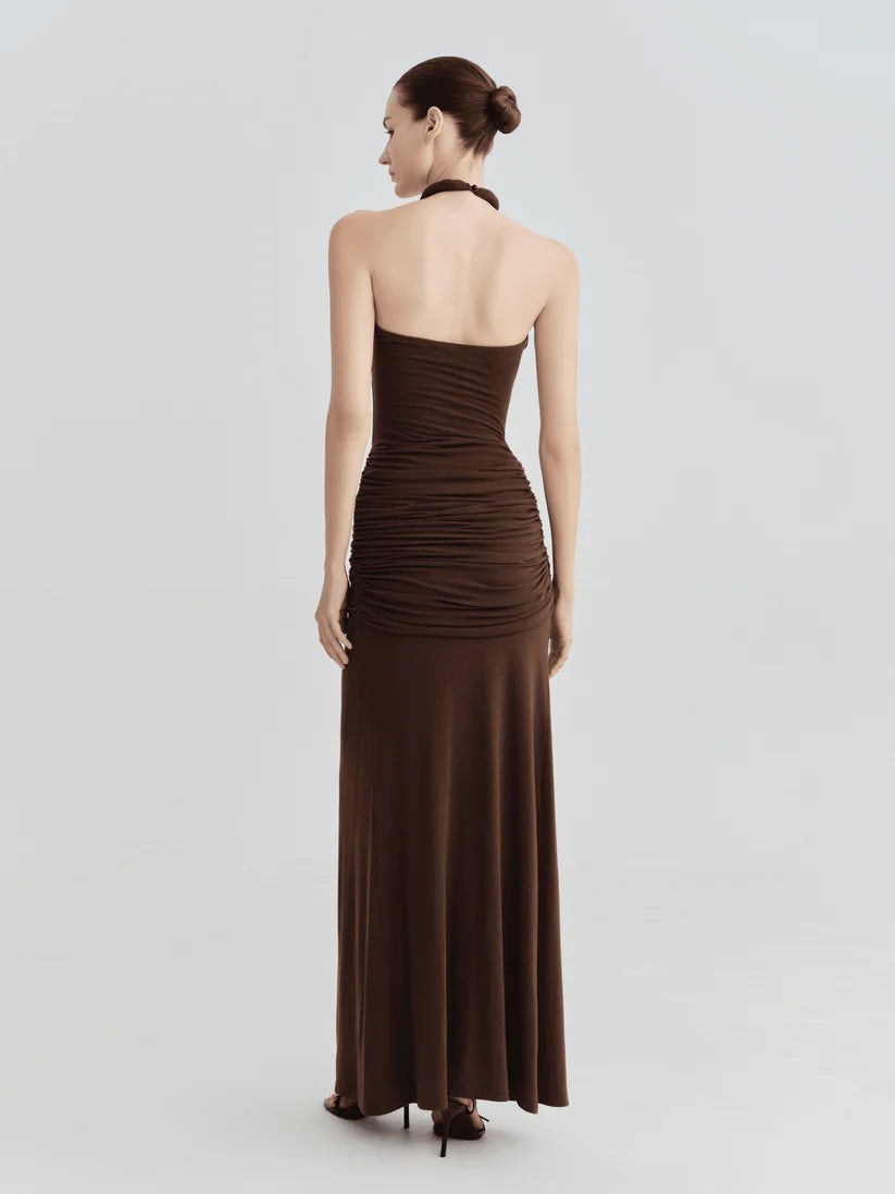 The Ashley Halter Keyhole Twist-Front Maxi Dress