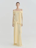 The Lily Off-Shoulder Draped Tie Maxi Dress