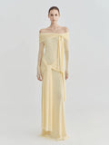 The Lily Off-Shoulder Draped Tie Maxi Dress