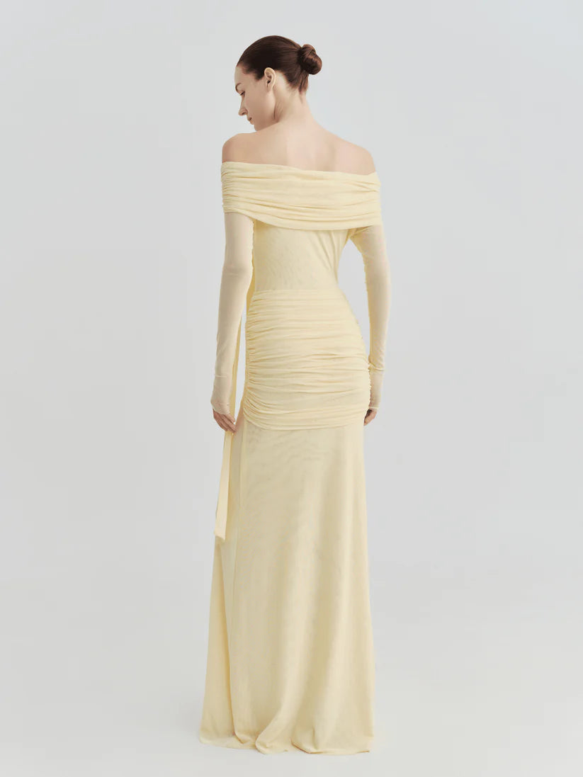 The Lily Off-Shoulder Draped Tie Maxi Dress