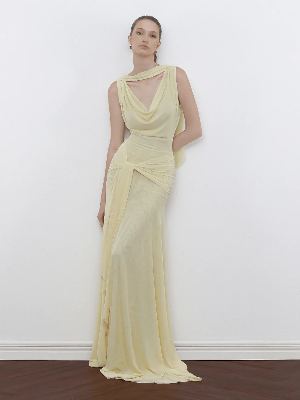The Solène Drape Maxi Dress