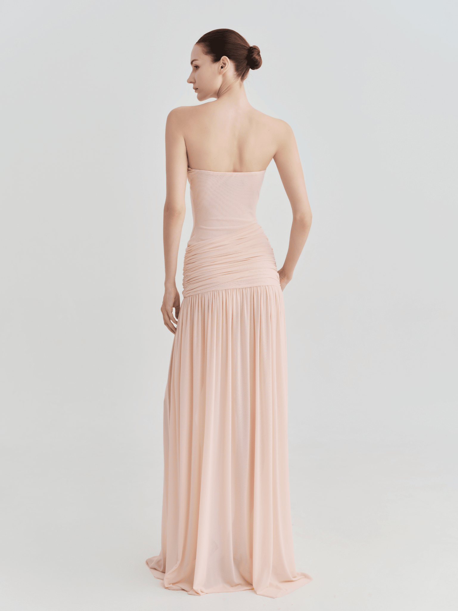 The Victoria Strapless Ruched Maxi Dress