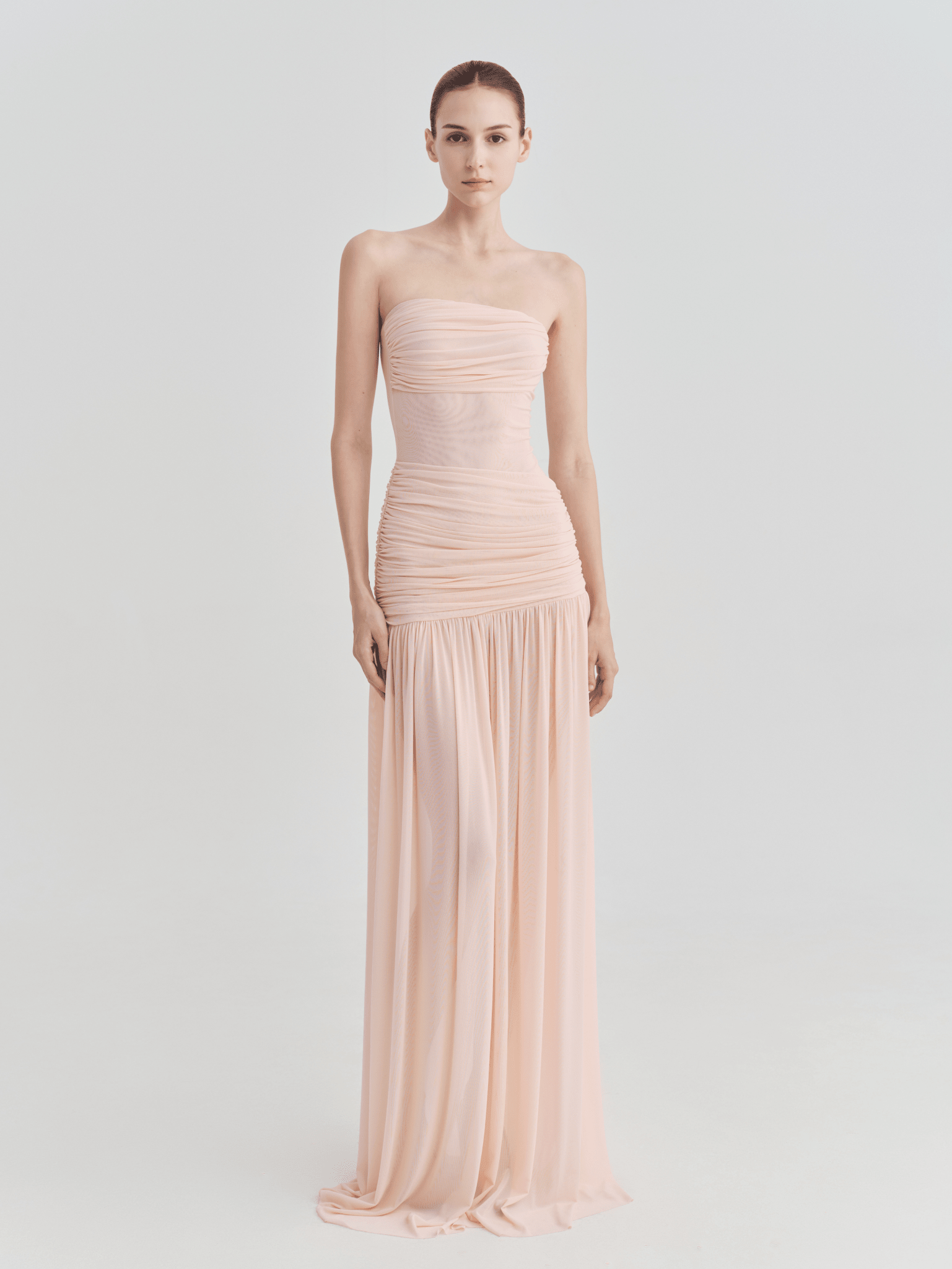 The Victoria Strapless Ruched Maxi Dress